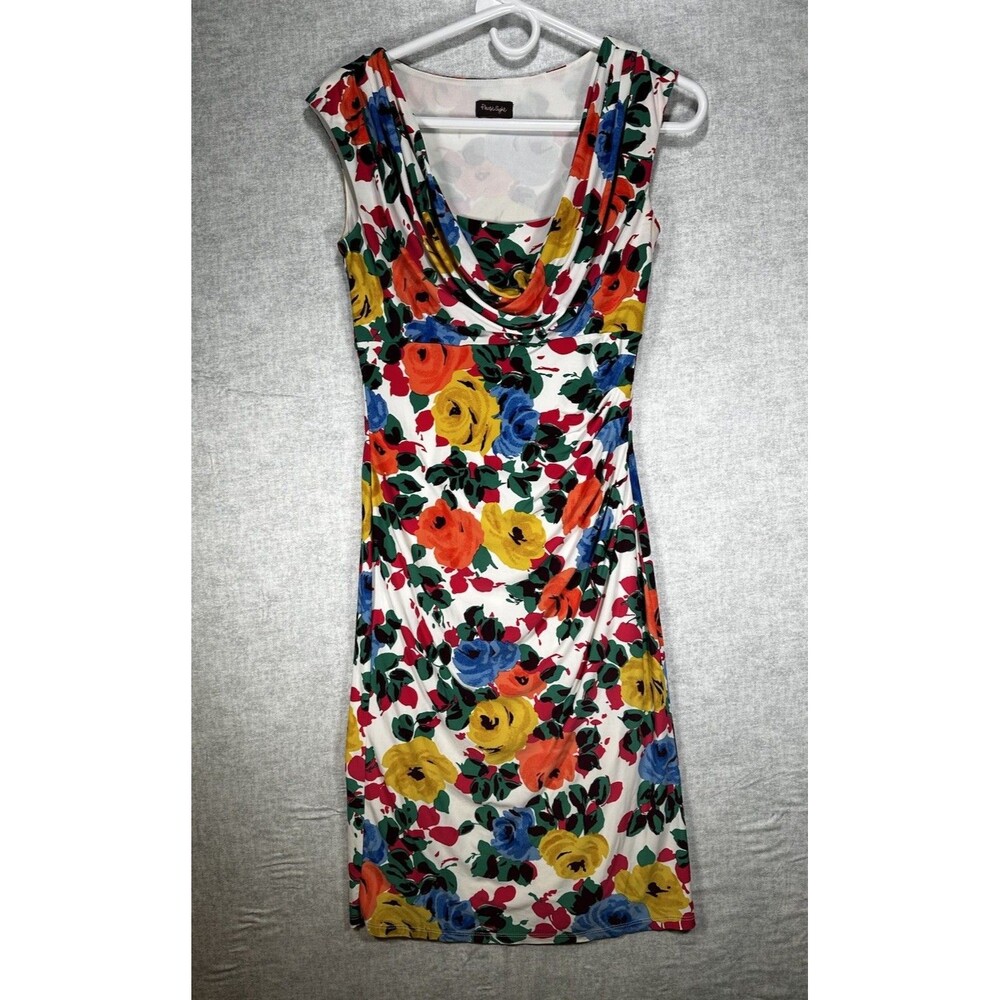 Phase Eight Dress Size XS/Small Floral Stretch Ruched Cowl Neck Sheath Bodycon